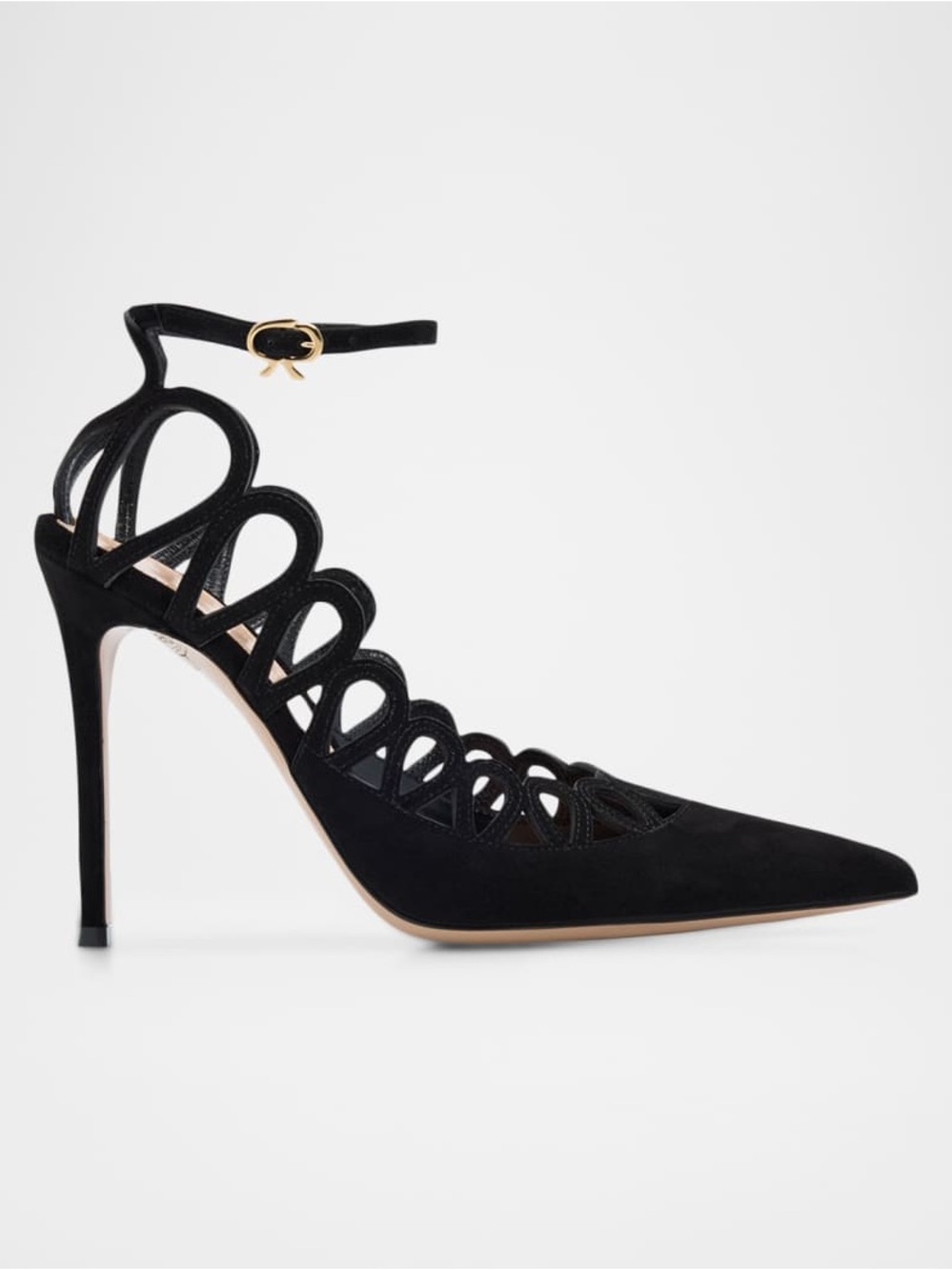Gianvito Rossi Elisa 105mm Cutout Pumps 38 Black Suede Heels NIB Full Set
